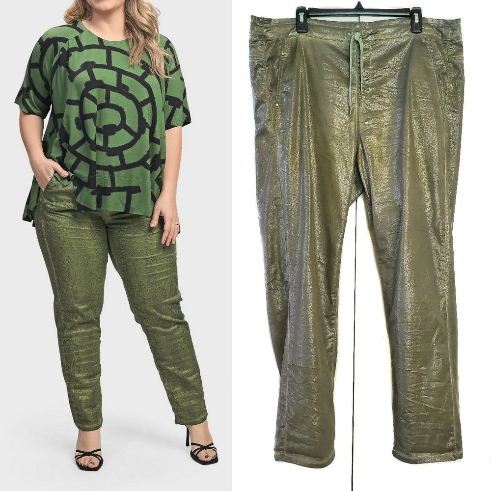 Alembika Iconic Stretch Jeans Metallic sz 6 (fits 14/16)